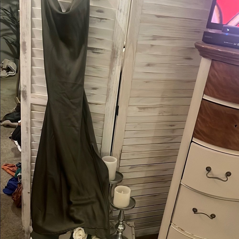 Astr Charcoal Satin Maxi Dress